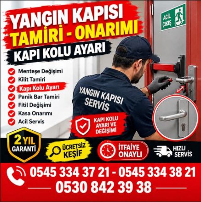 Gebze Yangın Kapısı Tamiri | Menteşe, Panik Bar ve Kilit Onarımı